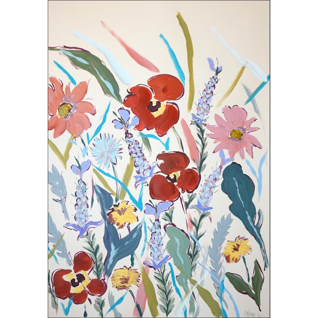 2025, Illustrative Floral Painting, Large Diptych of Poopies and Wildflowers, Acrylic Paint on Watercolor by Romina Milano For Sale - Image 4 of 10