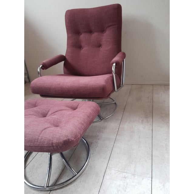 Vintage Gelderland Model 400 Swivel Lounge Chair and Ottoman by Jan Des Bouvrie for De Ster Gelderland, 1970s For Sale - Image 4 of 15