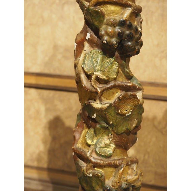 Pair of 17th Century Italian Giltwood and Polychrome Grape Leaf Table Columns For Sale - Image 17 of 18