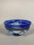 Blown glass bowl in a wrought iron frame. Signed André DELATTE (c.1887-1953), Nancy. Shaded blue and white glass. French...