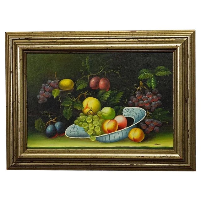 German Artist, Still Life with Fruits, Oil on Canvas, 1950s, Framed For Sale - Image 9 of 9