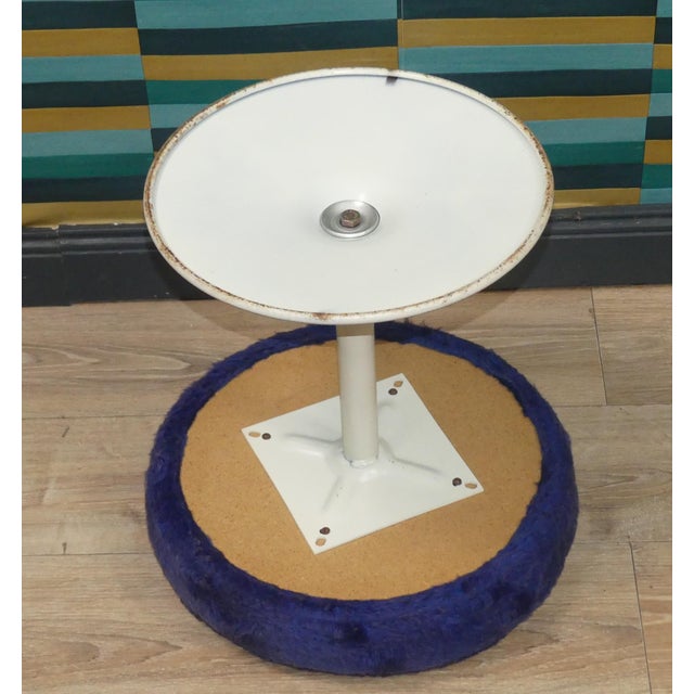 1970s Tulip-Base Stool with Blue Plush, 1970s For Sale - Image 5 of 8