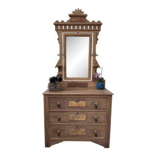 Early 20th Century Victorian Eastlake Farmhouse Dresser With Ornate Dovetail Construction For Sale