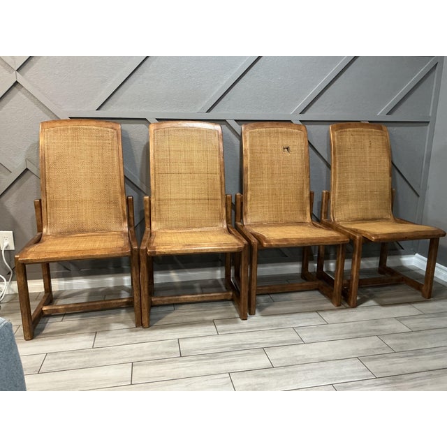 Set of 4 Vintage Drexel Mid-Century Modern High-Back Dining Chairs With Cane Seats & Backs For Sale - Image 13 of 17