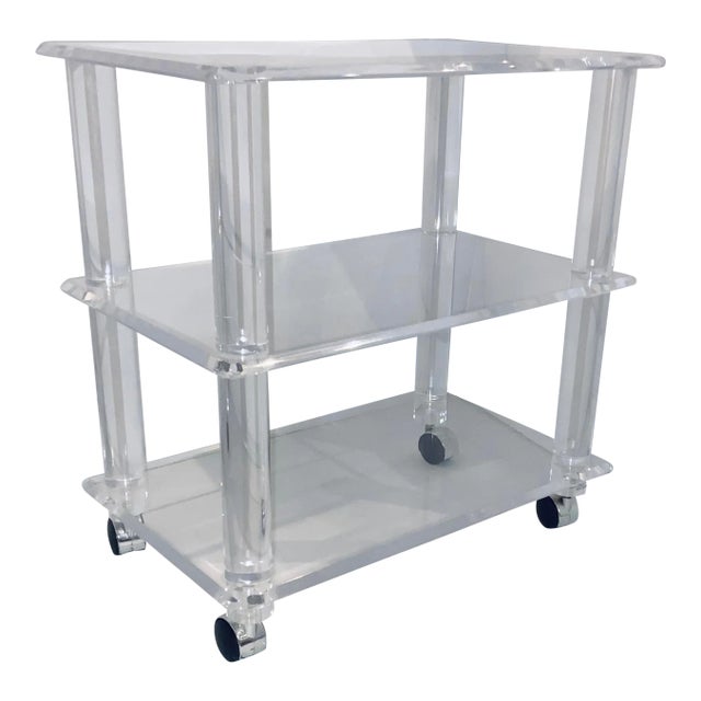 Vintage Mid-Century Modern Lucite Bar Cart For Sale