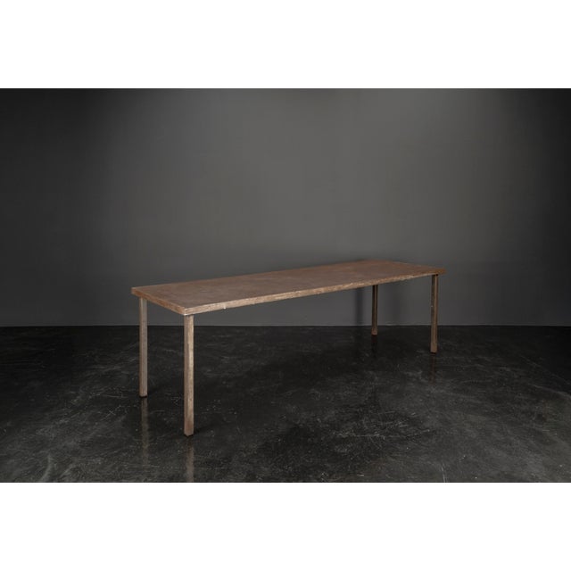 Brutalist Large Industrial Dining Table in Handcrafted Steel For Sale - Image 3 of 18