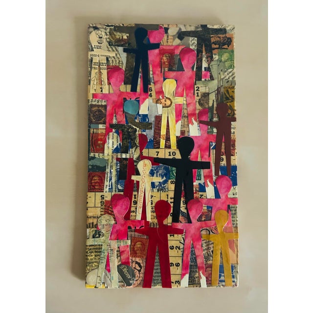 Original Wayne Cunningham hands across America collage. Unframed, signed on the back.