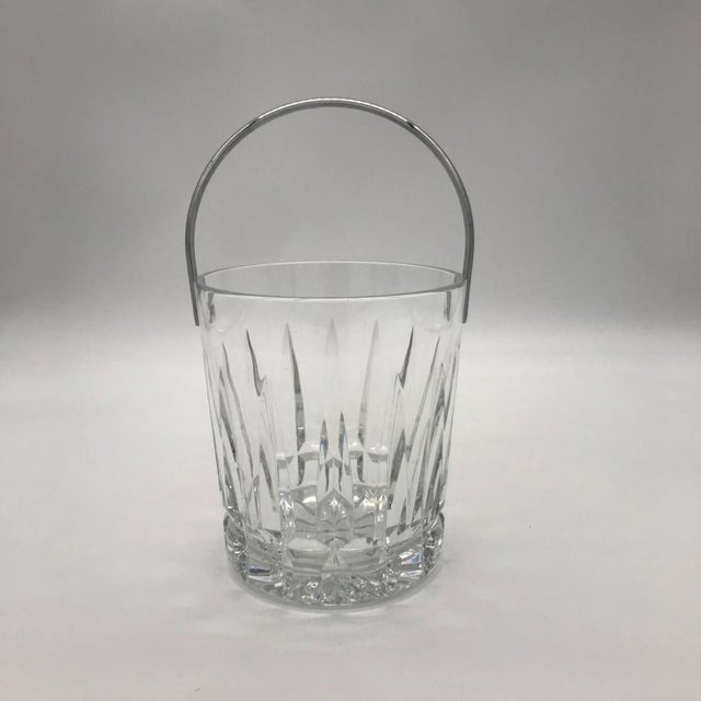 English Vintage Crystal Ice Bucket With Nickel Handle For Sale - Image 3 of 9