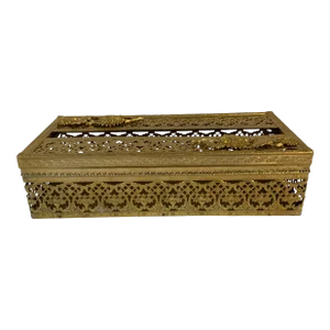 Hollywood Regency 24 Kt Gold Plated Tissue Box Cover