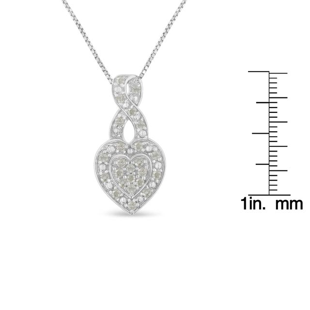 Early 21st Century .925 Sterling Silver 1/3 Cttw Diamond Awareness Ribbon Halo Heart 18" Pendant Necklace (I-J Color, I2-I3 Clarity) For Sale - Image 5 of 5