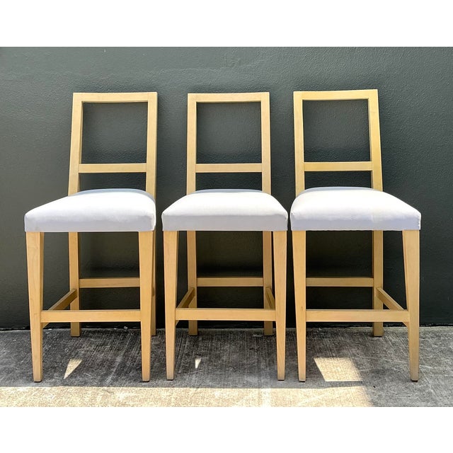 Late 20th Century Vintage Niedermaier Pebble Leather Barstools - Set of 3 For Sale - Image 5 of 11