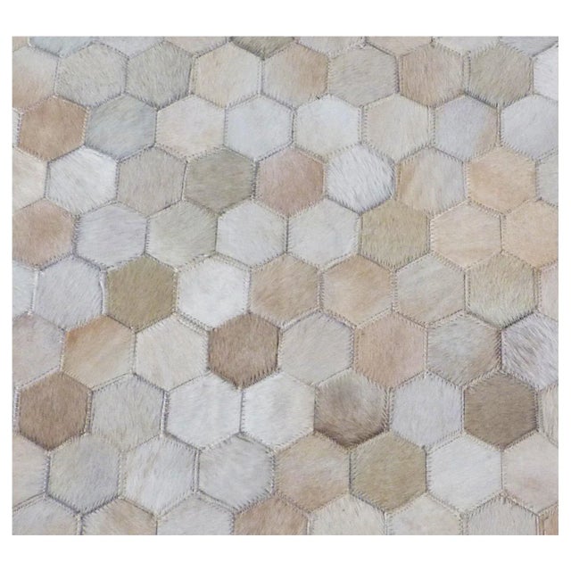 Contemporary Exquisite Rugs Willoughby Patchwork Leather Light Beige - 8'x11' For Sale - Image 3 of 6
