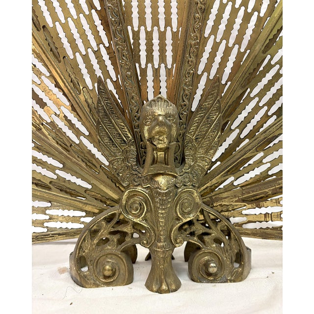 Vintage 1950's Art Deco Peacock Fireplace Screen For Sale In West Palm - Image 6 of 18