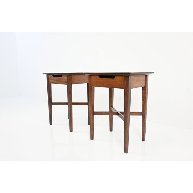 1950s Mid-Century Modern Perspective Nightstands by Milo Baughman for Drexel, Pair | Newly Refinished For Sale - Image 5 of 15