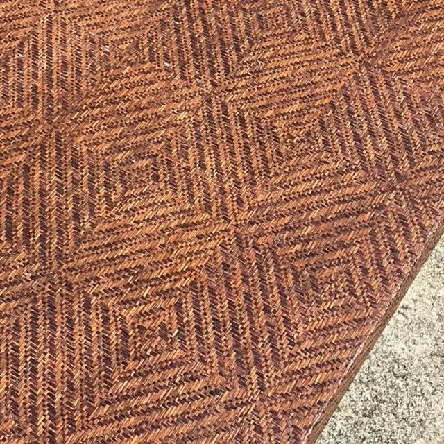 Coastal Vintage Coastal Chevron Woven Rattan Console Table For Sale - Image 3 of 11