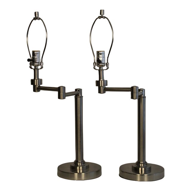 Pair of Mid 20th Century Hanson Style Swing Arm Table Lamps For Sale