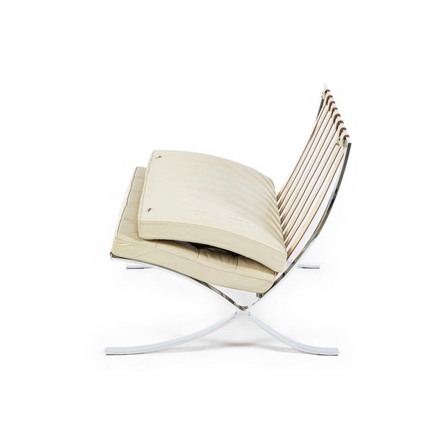 Mid Century Cream Barcelona Chairs by Mies Van Der Rohe for Knoll, 1980s For Sale - Image 14 of 18