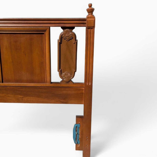 Chestnut 1960s Mid-Century Carved Wood Full-Size Headboard For Sale - Image 8 of 14