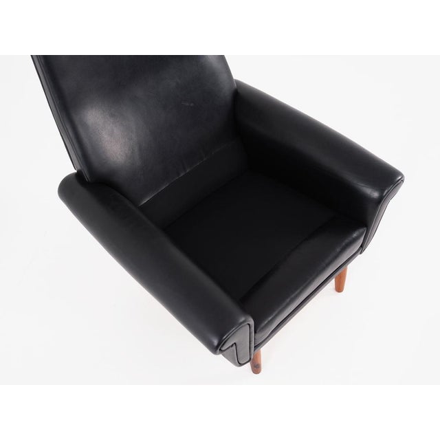 Danish Black Leather Armchair, 1970s For Sale - Image 9 of 18