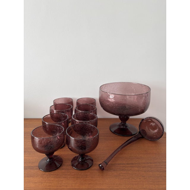 Vintage Punch Set in Bubble Glass, 1970s, Set of 10 For Sale - Image 11 of 11
