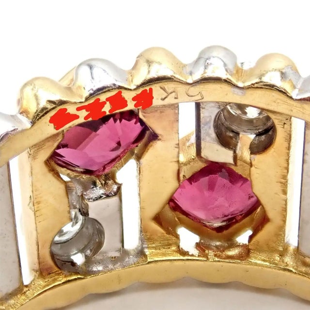 Metal Van Cleef & Arpels Ruby Diamond Yellow + White Gold Ring, Size 6.5 For Sale - Image 7 of 11