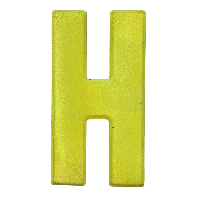 1960s Rustic Neon Yellow “h” Sign Beveled Letter Chairish