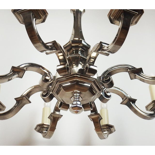 Art Deco Chandelier in Silvered Bronze, 1930s For Sale - Image 9 of 12