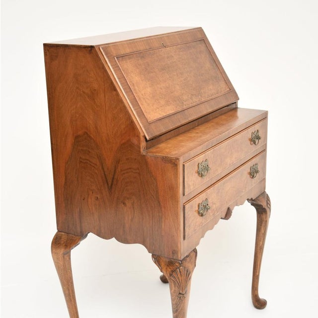 Vintage Writing Desk in Burr Walnut, 1920s For Sale - Image 9 of 11