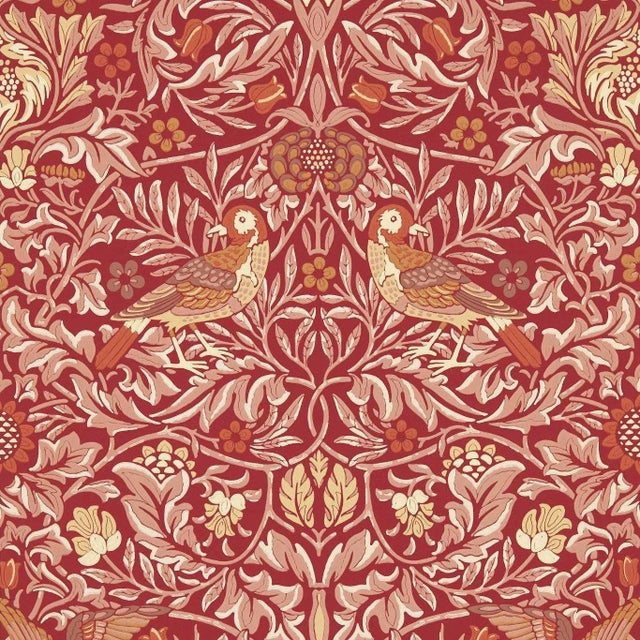 Morris & Co Bird Wallpaper in Madder/Weld For Sale