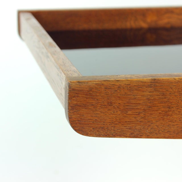 Black Mid-Century Modern Wooden Bar Cart with Black Opaline Glass Tops, 1960s For Sale - Image 8 of 10