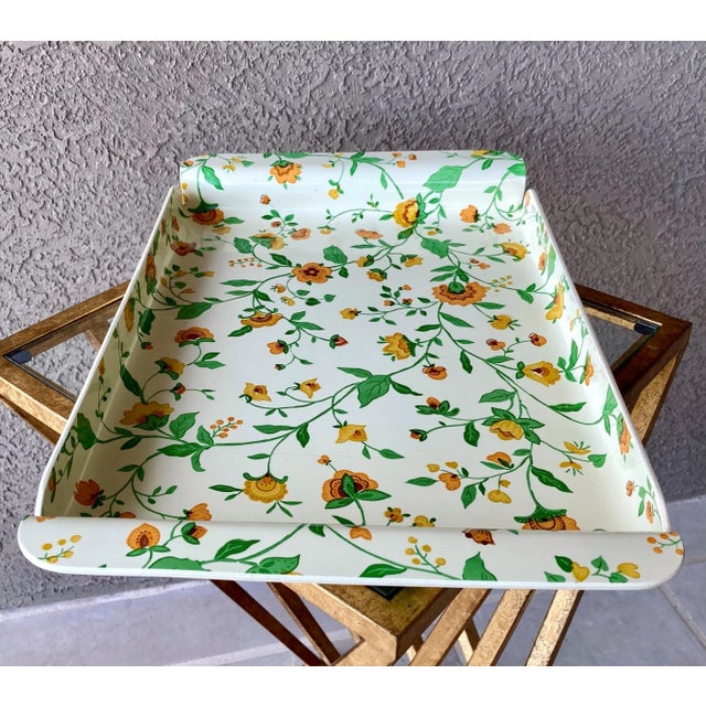 -Circa 1980 Whimsical Flowering Buttercup Melamine Rectangular Handled Tray For Sale - Image 12 of 12