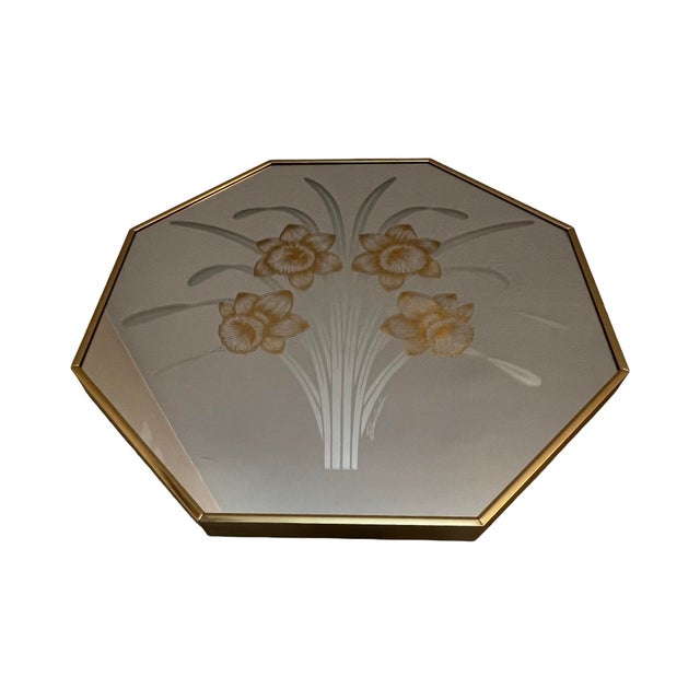 Glass Vintage Octagon Wall Mirror: 1980s Windsor Postmodern Floral Design, Robert Slimbach For Sale - Image 7 of 9