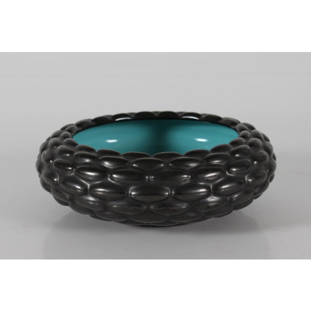 Danish Art Deco Pudding Style Bowl in Black & Turquoise from Michael Andersen & Son, 1940s For Sale - Image 9 of 9