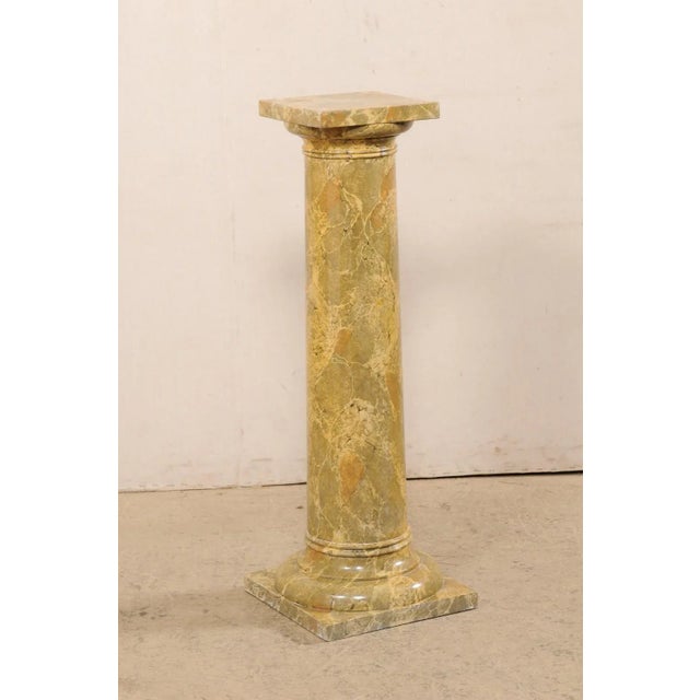 Goldenrod Mid 20th Century French Faux-Marble Painted Column Pedestal For Sale - Image 8 of 9