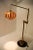 Metal and wooden stand and shade made of veneer. Completely restored: new surface finish Rewired: 1x100W, E25-E27 bulb US...