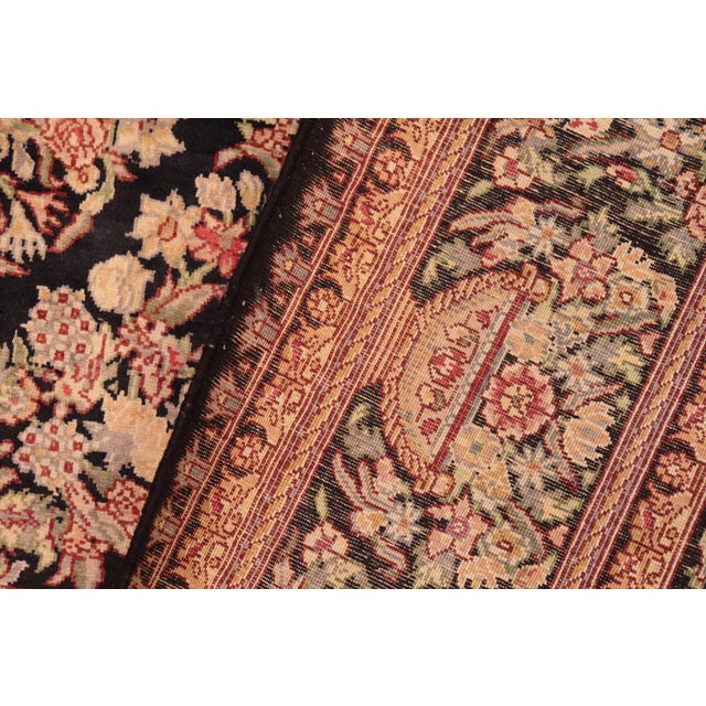 Textile Shabby Chic Medallion 1990's Pak-Persian Black/Gold Wool Rug - 5'11'' X 9'1'' For Sale - Image 7 of 9