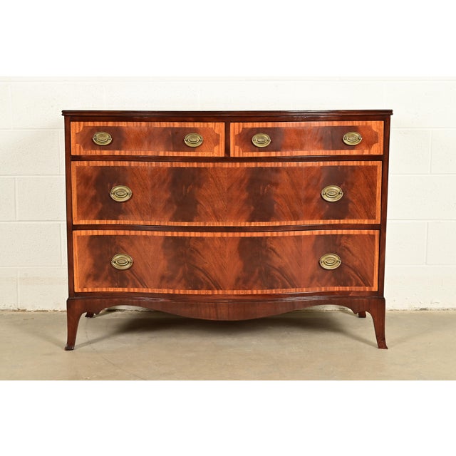 Antique Georgian Banded Flame Mahogany Chest of Drawers by Luce Furniture, Circa 1920s For Sale - Image 18 of 18