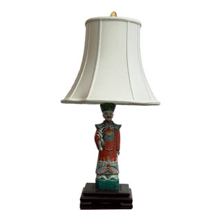 Vintage Chinese Famille Rose Porcelain Court Figure Table Lamp For Sale