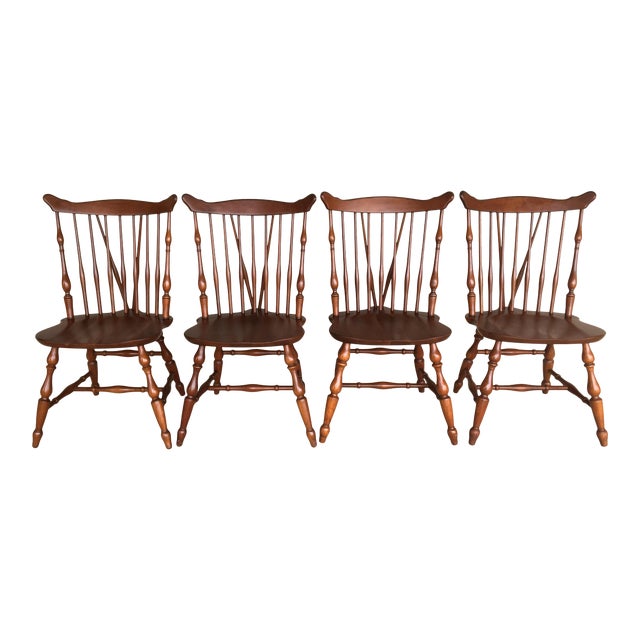 Ethan Allen Early American Cherry Windsor Brace Back Side Chairs Set