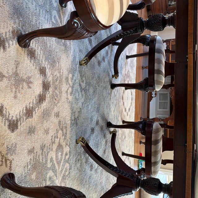 1980s Baker Historic Charleston Mahogany Dining Table w/ 2 Leaves & 6 Shield-Back Chairs For Sale - Image 9 of 17