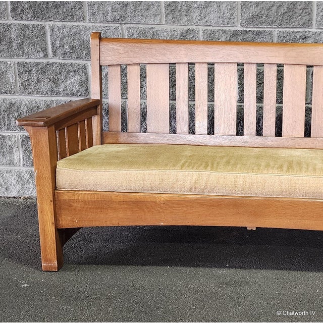 This is a very fine original early 20th century signed Charles P. Limbert antique arts & crafts quartered oak mission...