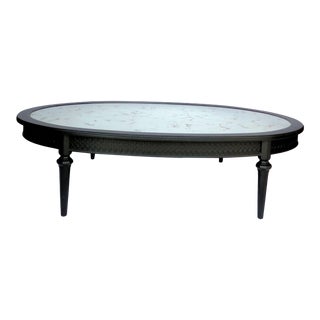 Monumental Hollywood Regency Gold Veined Mirror Coffee Table For Sale