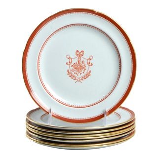 Spode Newburyport Red (Gold Trim) Salad Plate Set of 8 For Sale