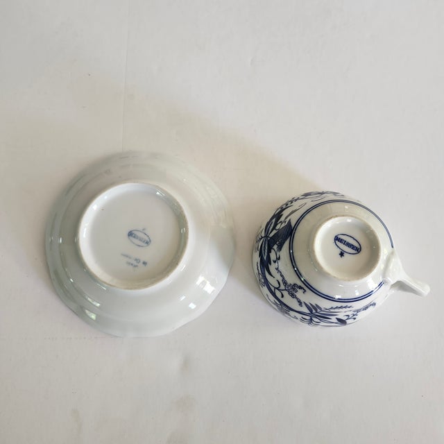 Meissen Porcelain Antique Carl Teichert Meissen Blue Onion Pattern Cup and Saucer For Sale - Image 4 of 4