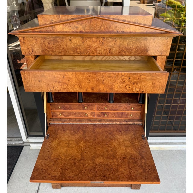 Brown Biedermeier Style Secretary Desk by Baker Furniture For Sale - Image 8 of 9