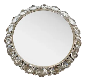 Illuminated Round Crystal Mirror from Palwa, 1950s