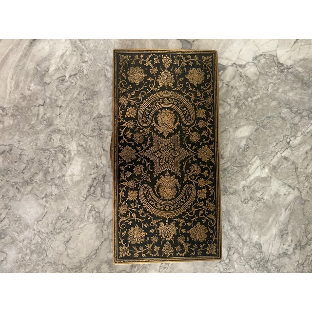 Vintage Brass and Enamel Etched Box For Sale - Image 4 of 8