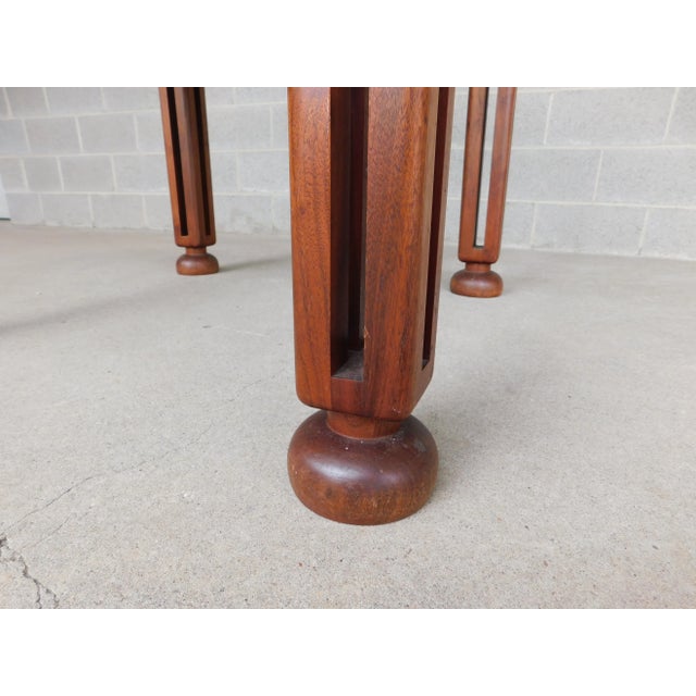 Wood Custom Designer Teak Mid-Century Modern Style Dining Table 64"w For Sale - Image 7 of 10
