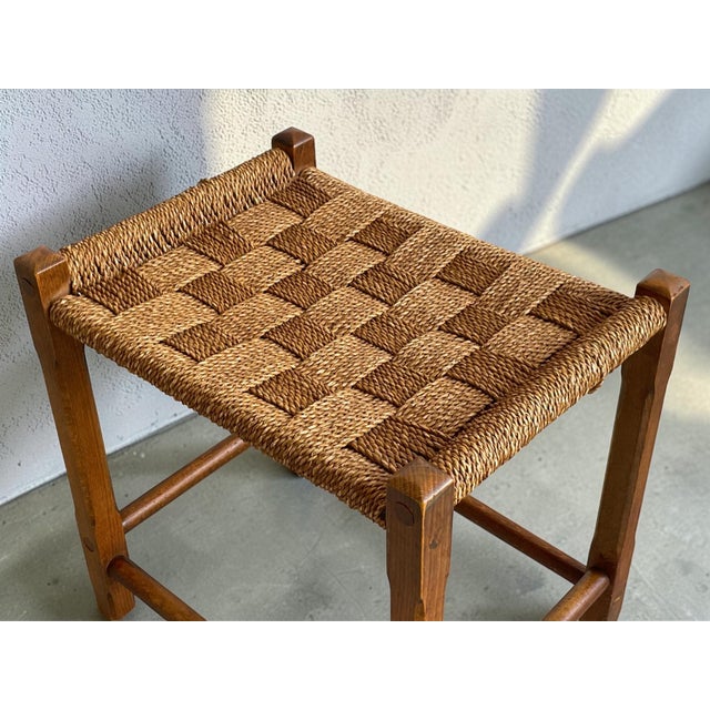 Wood Mid-Century Modern Woven Rope Stool, Europe, 1960s For Sale - Image 7 of 10