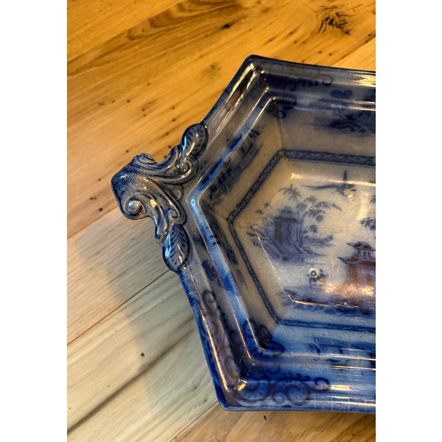 Antique Blue and White Pottery Server J. Clementson 19th Century English Ironstone Transferware For Sale - Image 17 of 18